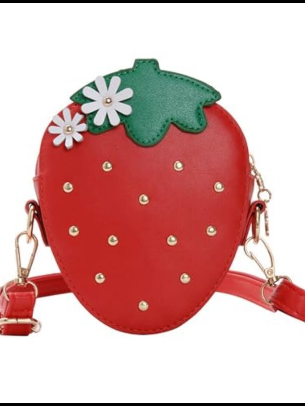 Cute Strawberry Purse with Rivets Crossbody Shoulder Bag for Little Girls Kids